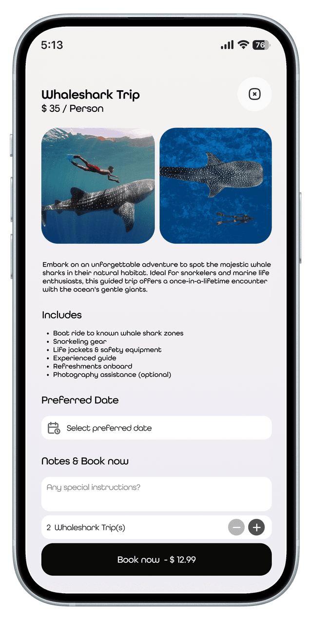 Activity detail screen in HiRoomly app